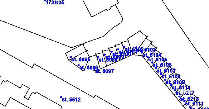 Parcela st. 6099 v KÚ Třebíč, Katastrální mapa