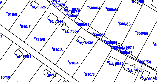Parcela st. 6136 v KÚ Třebíč, Katastrální mapa