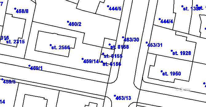 Parcela st. 6155 v KÚ Třebíč, Katastrální mapa