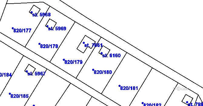 Parcela st. 6160 v KÚ Třebíč, Katastrální mapa