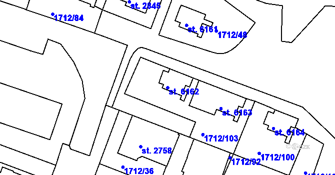 Parcela st. 6162 v KÚ Třebíč, Katastrální mapa