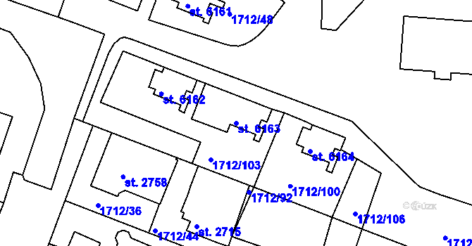 Parcela st. 6163 v KÚ Třebíč, Katastrální mapa
