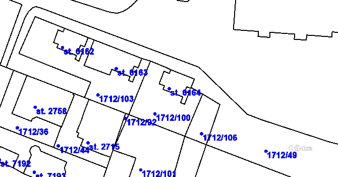 Parcela st. 6164 v KÚ Třebíč, Katastrální mapa