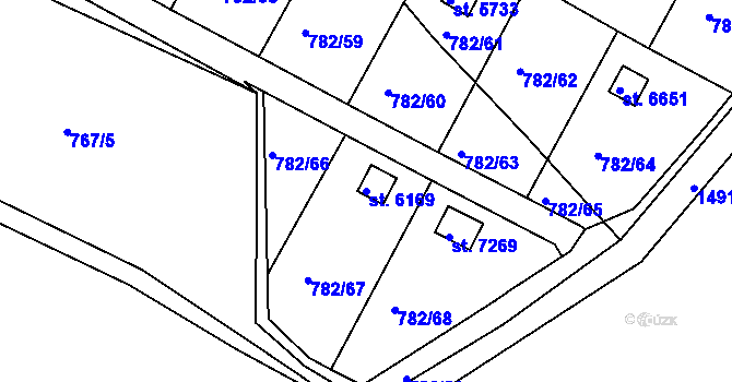 Parcela st. 6169 v KÚ Třebíč, Katastrální mapa