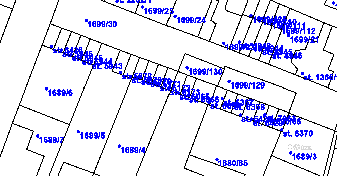 Parcela st. 6173 v KÚ Třebíč, Katastrální mapa