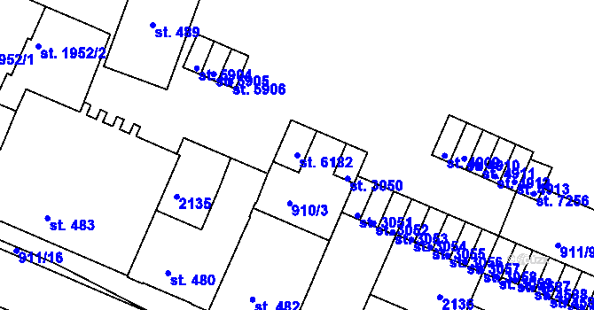Parcela st. 6182 v KÚ Třebíč, Katastrální mapa
