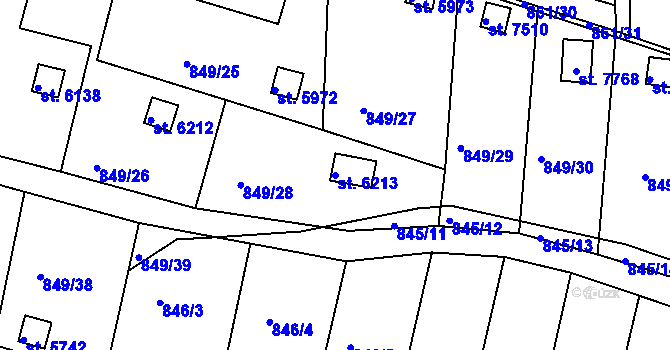 Parcela st. 6213 v KÚ Třebíč, Katastrální mapa