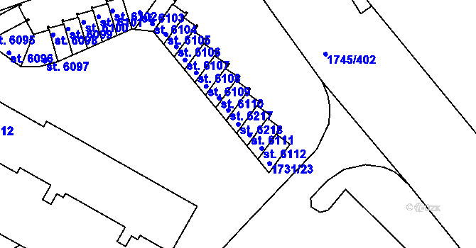 Parcela st. 6218 v KÚ Třebíč, Katastrální mapa