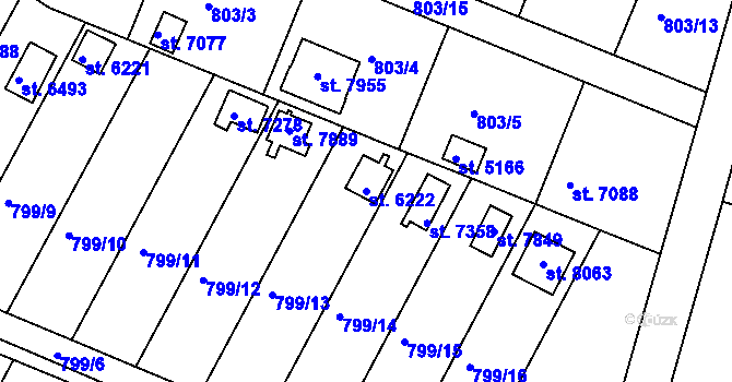 Parcela st. 6222 v KÚ Třebíč, Katastrální mapa