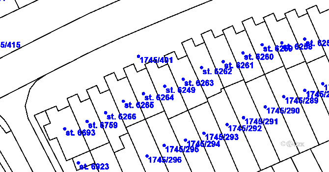 Parcela st. 6249 v KÚ Třebíč, Katastrální mapa