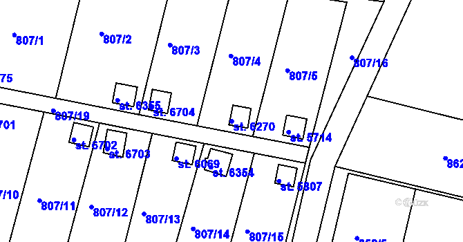 Parcela st. 6270 v KÚ Třebíč, Katastrální mapa