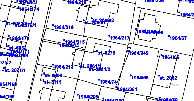 Parcela st. 6276 v KÚ Třebíč, Katastrální mapa