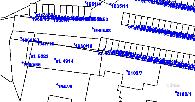 Parcela st. 6283 v KÚ Třebíč, Katastrální mapa
