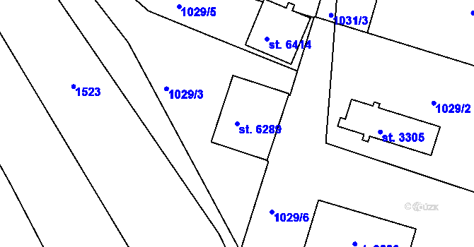 Parcela st. 6289 v KÚ Třebíč, Katastrální mapa