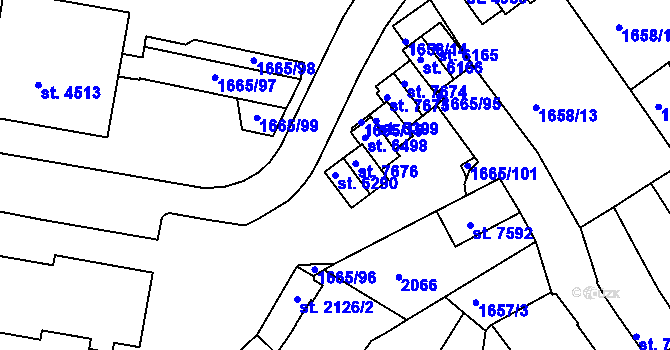 Parcela st. 6290 v KÚ Třebíč, Katastrální mapa
