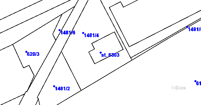 Parcela st. 6303 v KÚ Třebíč, Katastrální mapa