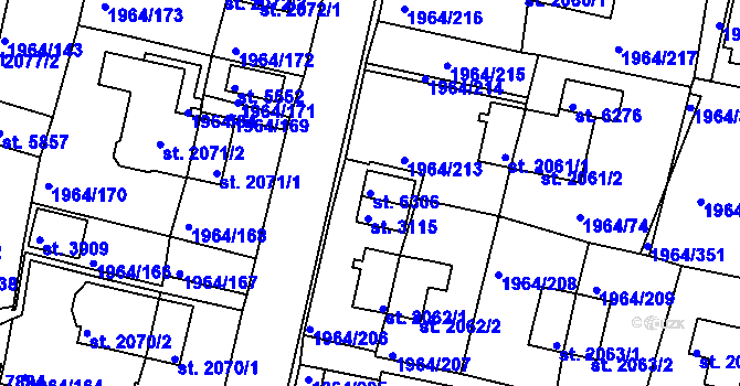 Parcela st. 6306 v KÚ Třebíč, Katastrální mapa