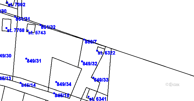 Parcela st. 6322 v KÚ Třebíč, Katastrální mapa