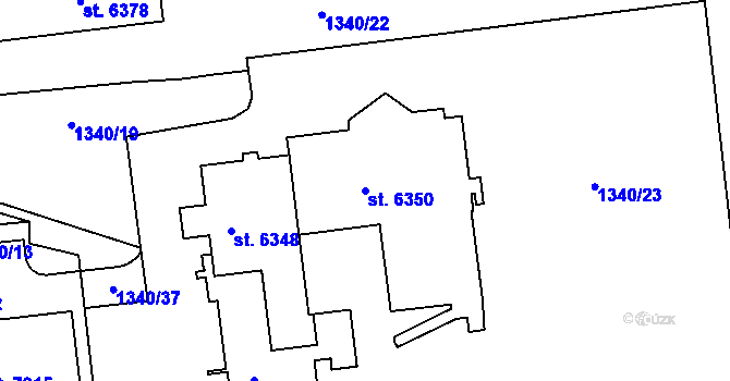 Parcela st. 6350 v KÚ Třebíč, Katastrální mapa