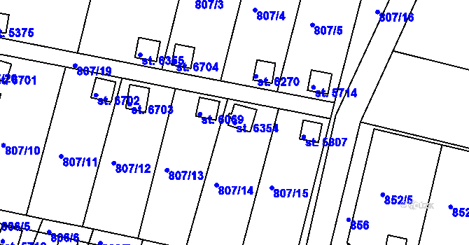 Parcela st. 6354 v KÚ Třebíč, Katastrální mapa