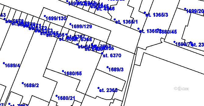 Parcela st. 6370 v KÚ Třebíč, Katastrální mapa