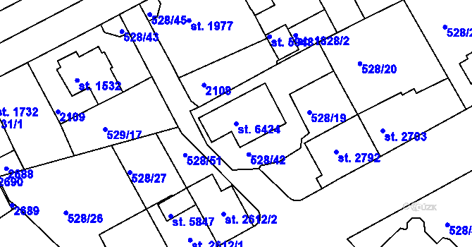 Parcela st. 6424 v KÚ Třebíč, Katastrální mapa