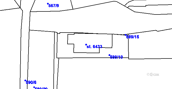 Parcela st. 6433 v KÚ Třebíč, Katastrální mapa
