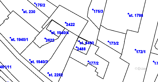 Parcela st. 6490 v KÚ Třebíč, Katastrální mapa