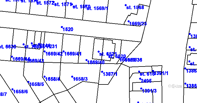 Parcela st. 6521 v KÚ Třebíč, Katastrální mapa