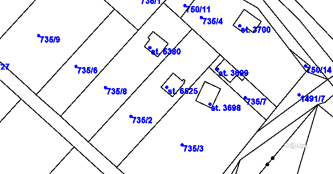 Parcela st. 6525 v KÚ Třebíč, Katastrální mapa