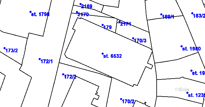Parcela st. 6532 v KÚ Třebíč, Katastrální mapa
