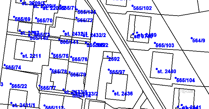 Parcela st. 6533 v KÚ Třebíč, Katastrální mapa