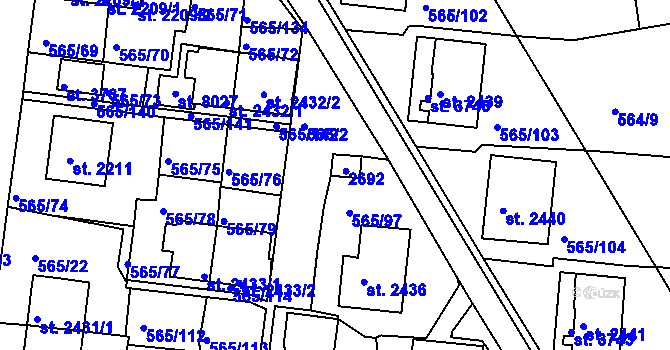 Parcela st. 6534 v KÚ Třebíč, Katastrální mapa