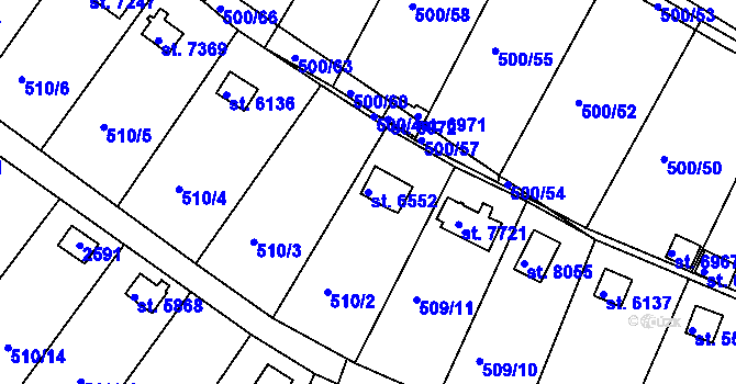 Parcela st. 6552 v KÚ Třebíč, Katastrální mapa
