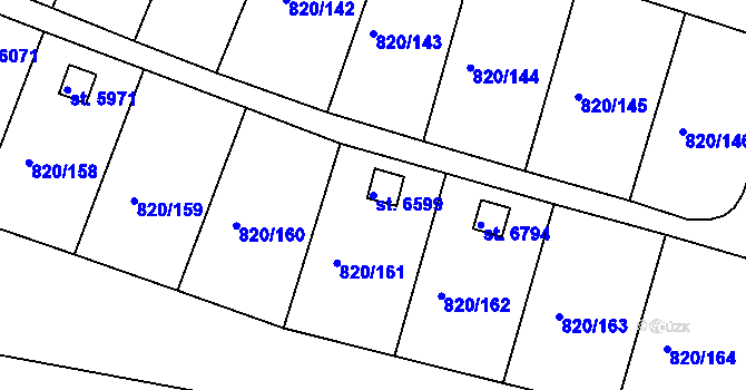 Parcela st. 6599 v KÚ Třebíč, Katastrální mapa