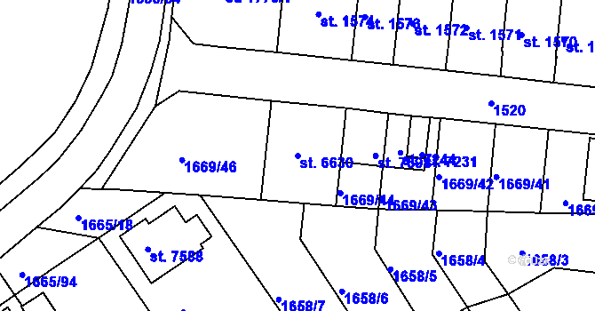 Parcela st. 6630 v KÚ Třebíč, Katastrální mapa