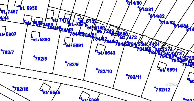 Parcela st. 6643 v KÚ Třebíč, Katastrální mapa