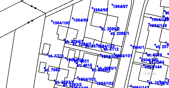 Parcela st. 6673 v KÚ Třebíč, Katastrální mapa