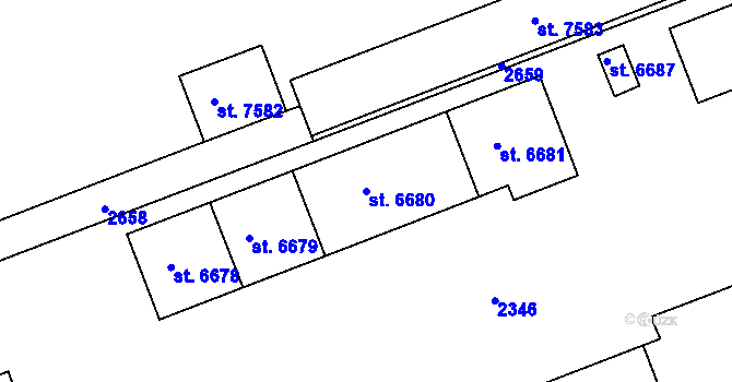 Parcela st. 6680 v KÚ Třebíč, Katastrální mapa