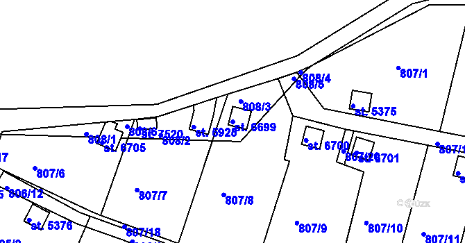 Parcela st. 6699 v KÚ Třebíč, Katastrální mapa