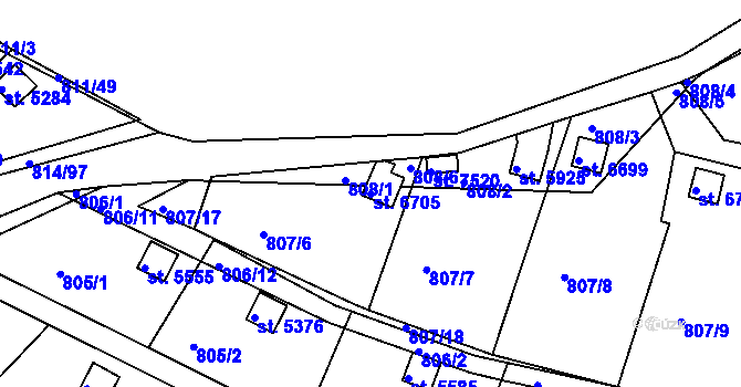 Parcela st. 6705 v KÚ Třebíč, Katastrální mapa