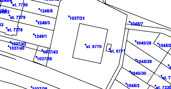 Parcela st. 6770 v KÚ Třebíč, Katastrální mapa