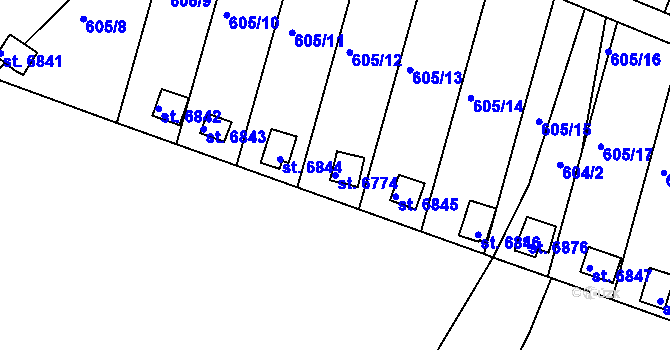 Parcela st. 6774 v KÚ Třebíč, Katastrální mapa