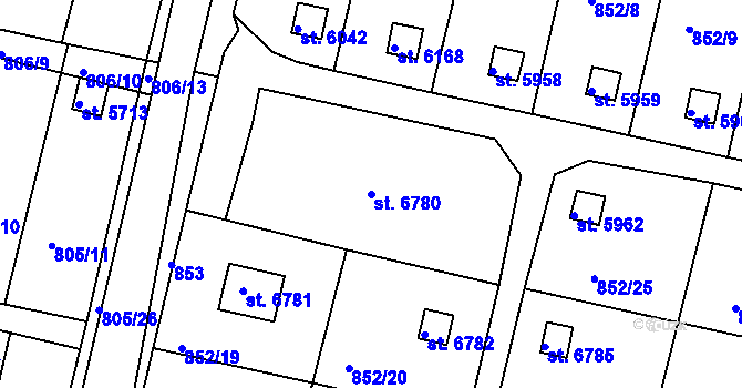 Parcela st. 6780 v KÚ Třebíč, Katastrální mapa