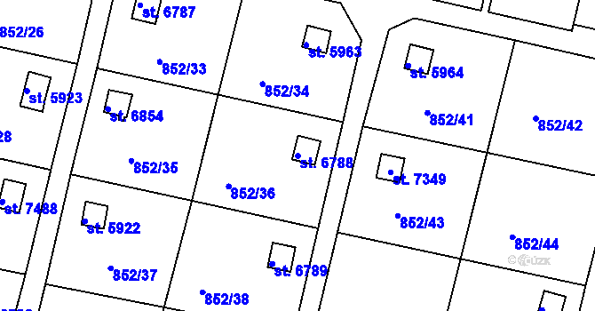 Parcela st. 6788 v KÚ Třebíč, Katastrální mapa