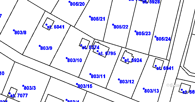 Parcela st. 6795 v KÚ Třebíč, Katastrální mapa