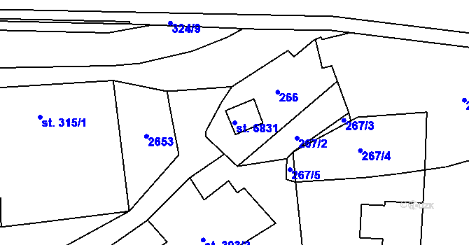 Parcela st. 6831 v KÚ Třebíč, Katastrální mapa