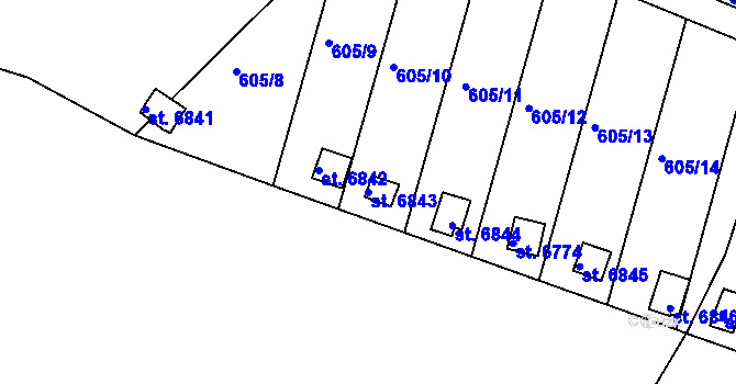 Parcela st. 6843 v KÚ Třebíč, Katastrální mapa
