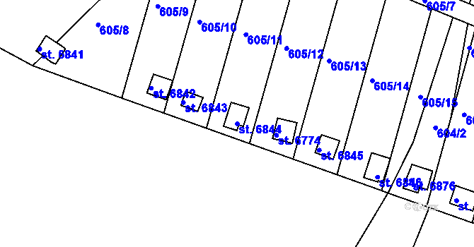 Parcela st. 6844 v KÚ Třebíč, Katastrální mapa