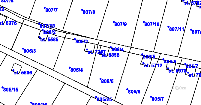 Parcela st. 6856 v KÚ Třebíč, Katastrální mapa